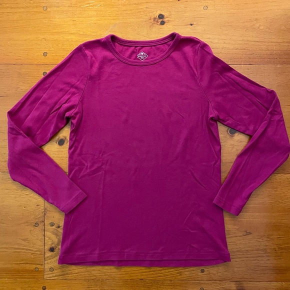 St. John’s Bay Petite Long Sleeve Shirt Soft Stretch Raspberry 100% Cotton EUC - Picture 6 of 9